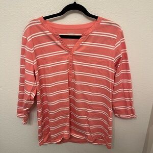 L.L. Bean Pink 3/4 Sleeve Buttoned Blouse